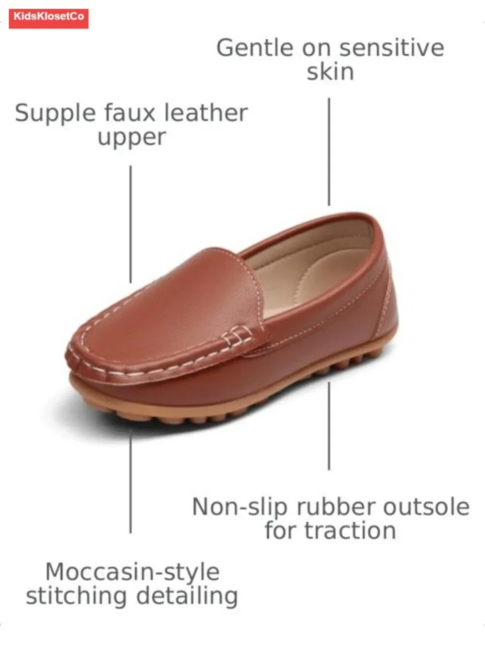 Boys Slip On Loafers Faux Leather Mocc School Walking Shoes